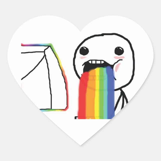 Sticker Cœur Puking Rainbows (Devant)
