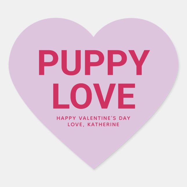 Sticker Cœur Puppy love mignon fun Valentine's Day conversation (Devant)