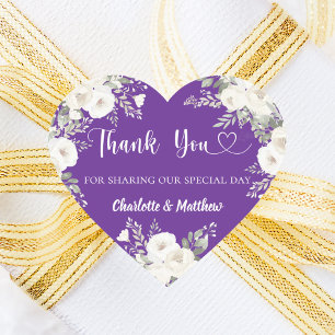 Sticker Cœur Purple blanc fleurons coeur merci mariage