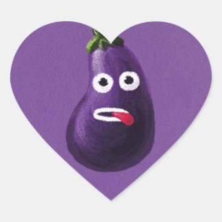 Sticker Cœur Purple Funny Cartoon Eggplant