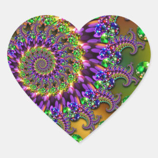 Sticker Cœur Purple & Green Bokeh Motif fractal