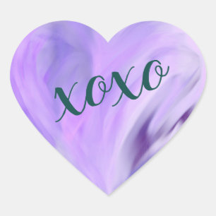 Sticker Cœur Purple Love Heart Xoxo Aquarelle Peint