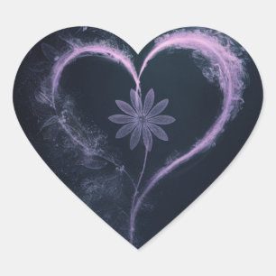 Sticker Cœur Purple Mist Heart : Un Design Floral Conceptuel