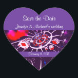 Sticker Cœur Purple Passion Vegas Casino Style Mariage<br><div class="desc">Le design de Las Vegas Purple Passion est lumineux,  audacieux et moderne pour tous les besoins des mariés et des mariages. Un style parfait pour les mariages de Las Vegas ou toute destination avec casino et jeux d'argent.</div>