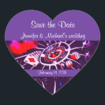 Sticker Cœur Purple Passion Vegas Casino Style Mariage<br><div class="desc">Le design de Las Vegas Purple Passion est lumineux,  audacieux et moderne pour tous les besoins des mariés et des mariages. Un style parfait pour les mariages de Las Vegas ou toute destination avec casino et jeux d'argent.</div>