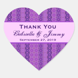 Sticker Cœur Purple Stripes Merci Coeur Mariage B458