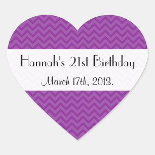 Sticker Cœur Purple Zigzag, Purple Chevron, Anniversaire