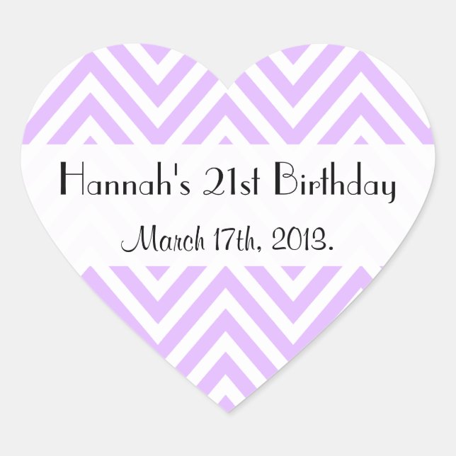 Sticker Cœur Purple Zigzag, Purple Chevron, Anniversaire (Devant)