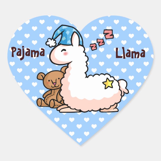 Sticker Cœur Pyjama Llama (Devant)