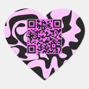 Sticker Cœur QR Code Cute Pink Et Black Super Squiggles