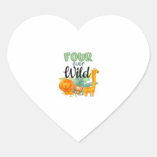 Sticker Cœur QUATRE fois Giraffe sauvage Singe Lion Jungle 4e B