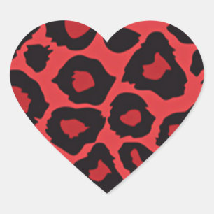 Sticker Cœur RAB Rockabilly Imprimé Léopard Rouge Noir