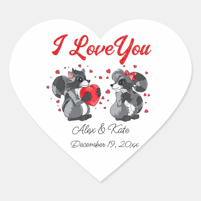 Sticker Cœur Raccoon de Valentines (Devant)