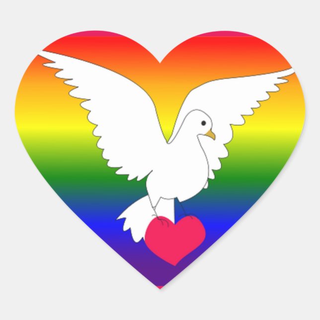 STICKER CŒUR RAINBOW HEART DOVE (Devant)