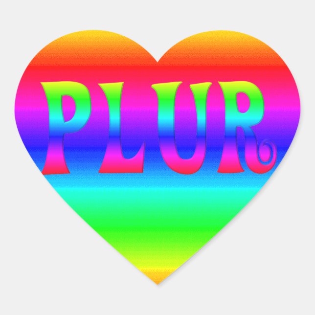 Sticker Cœur Rainbow PLUR (Devant)