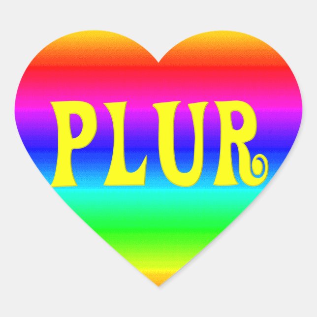 Sticker Cœur Rainbow PLUR (Devant)