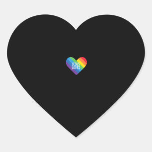Sticker Cœur Rainbow Pride Gay Christian LGBTQ+ Jésus aime T-S