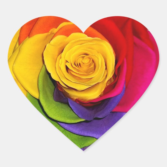 Sticker Cœur Rainbow Rose mariage Favor Gay pride Customisé (Devant)