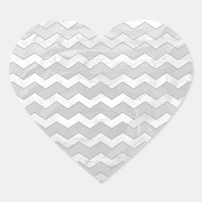 Sticker Cœur Rainy Sky Grey Chevron Motif (Devant)