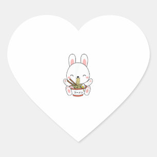 Sticker Cœur Ramen Bunny Bowl pour Kawaii Ramen Noodle Soup Lov