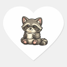 Raton laveur mignon avec café – Animal Kawaii Cozy