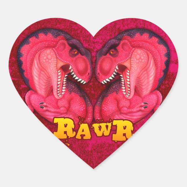 Sticker Cœur Rawr Love-a-saurus (Devant)
