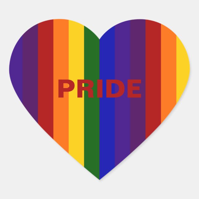 Sticker Cœur Rayures arc-en-ciel (Devant)