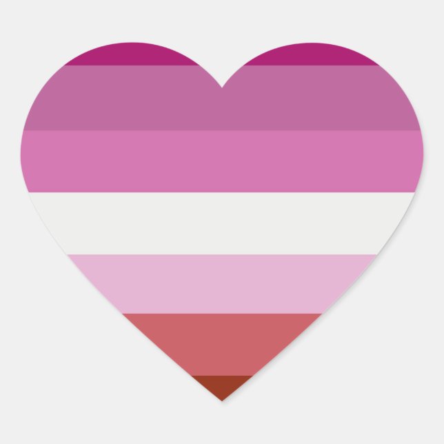 Sticker Cœur Rayures du drapeau de fierté lesbienne (Devant)