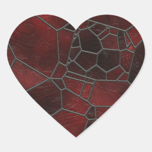 Sticker Cœur Red and Black Colored Swirly Mosaic Art