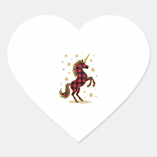 Sticker Cœur Red Buffalo Plaid Unicorn Christmas Tee for Mom &  (Devant)