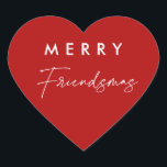 Sticker Cœur Red Christmas Joyeux amis Fête Faveurs<br><div class="desc">Red Christmas Joyeux amis Fête Faveurs Stickers</div>