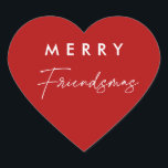 Sticker Cœur Red Christmas Joyeux amis Fête Faveurs<br><div class="desc">Red Christmas Joyeux amis Fête Faveurs Stickers</div>