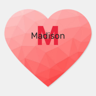 Sticker Cœur Red gradient geometric mesh pattern Monogram