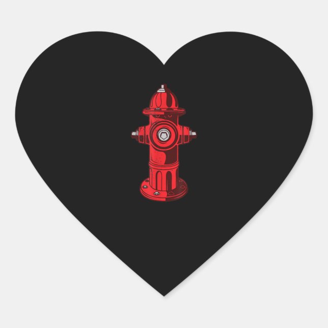 Sticker Cœur Red Graphic Fire Hydrant Pompier Cadeaux de travai (Devant)