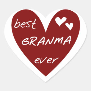 Sticker Cœur Red Heart Best Granma Ever T-shirts et cadeaux