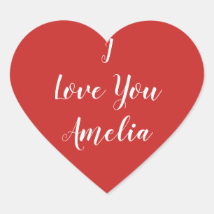 Sticker Cœur Red Heart I Love You personnalisée