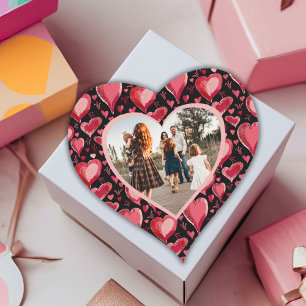 Sticker Cœur Red Heart Motif Famille Photo Saint Valentin`s day