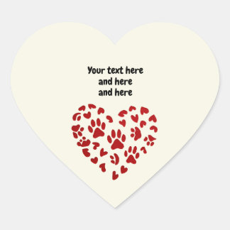 Sticker Cœur Red Hearts & Paws, Pets, Dogs, Cats, Customizable