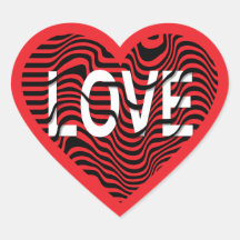 Red LOVE noir blanc rayé coeur moderne