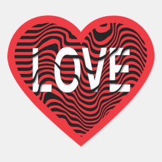 Sticker Cœur Red LOVE noir blanc rayé coeur moderne
