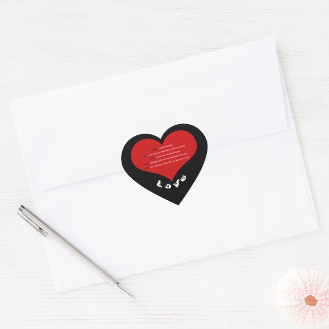 Sticker Cœur Red Love Poem Coeur (Enveloppe)