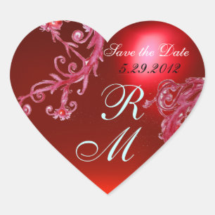 STICKER CŒUR RED MAGIC BERRIES COEUR MONOGRAM, MARIAGE
