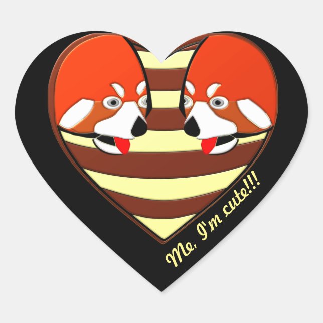 Sticker Cœur Red Panda Coeur d'amour (Devant)