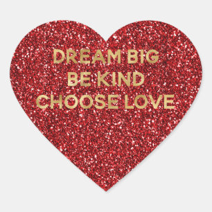 Sticker Cœur Red Parties scintillant Gold Be Kind Choose Love