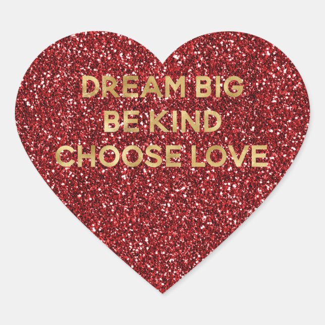 Sticker Cœur Red Parties scintillant Gold Be Kind Choose Love (Devant)