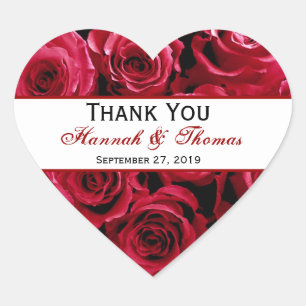 Sticker Cœur Red Rose Bouquet Merci mariée Mariage de salle