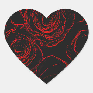 Sticker Cœur Red Roses Arrière - plan noir