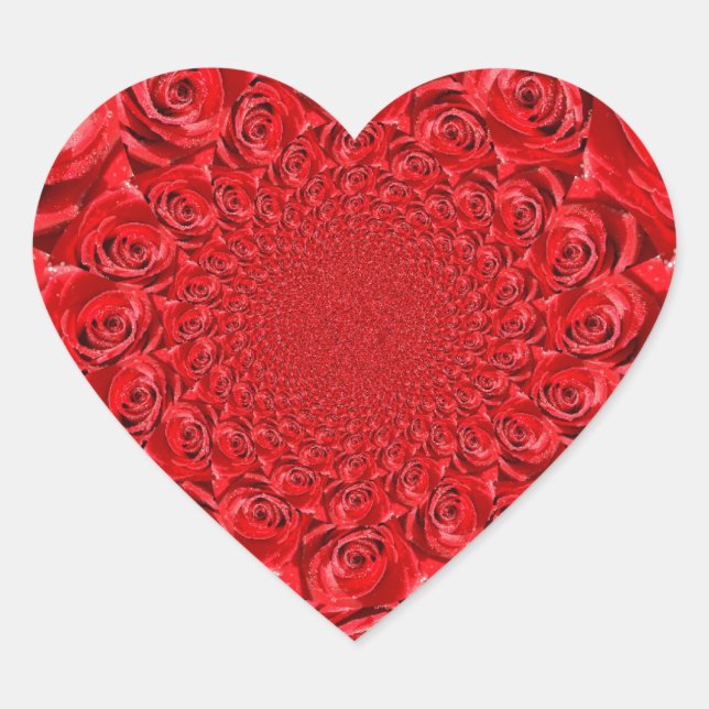 Sticker Cœur Red Roses Kaleidoscope : Art Heureuse Sainte-Valen (Devant)