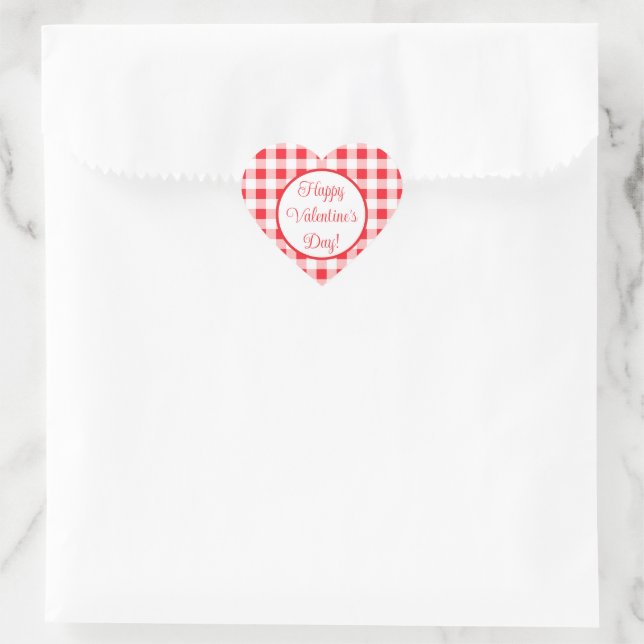Sticker Cœur Red White Check Romantic Valentines Day (Sac)