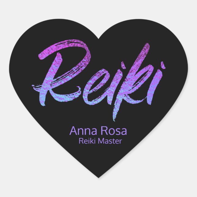 Sticker Cœur *~* Reiki Iridescente Purples Coeurs, Magenta, Blu (Devant)